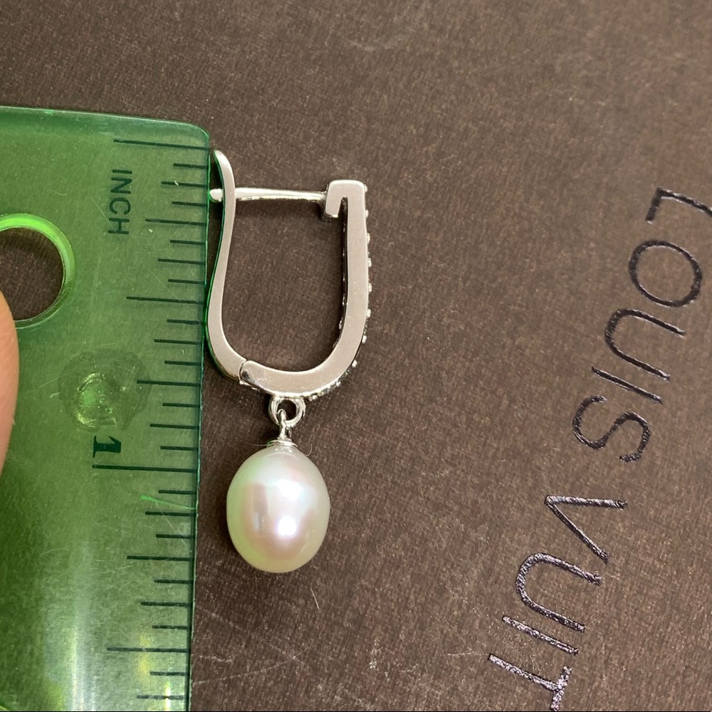 🌟 Freshwater Natural Pearl Earrings S925 CZ - Picture 5 of 7